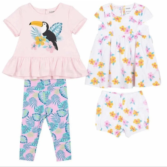 Pekkle Infant 8- piece clothing  purple rainbow and pink toucan set 3 months - Picture 10 of 14